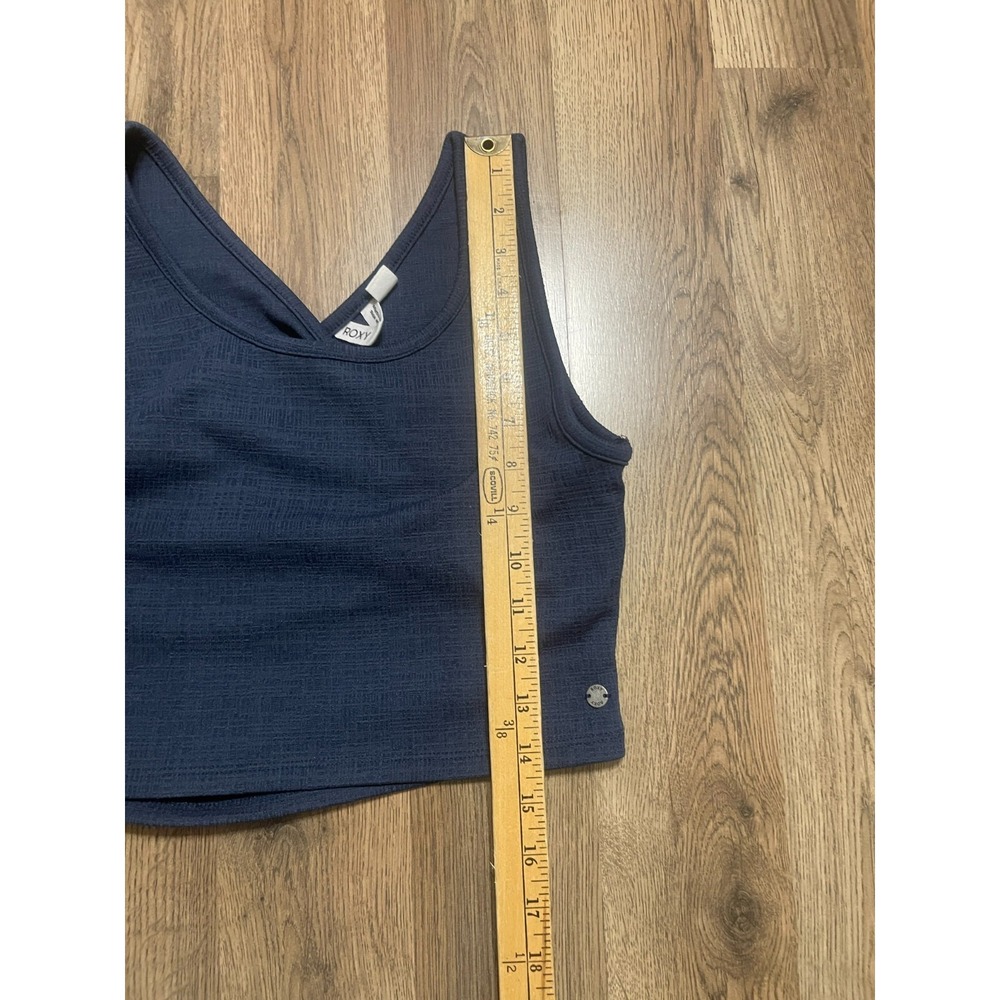 Ladies' Navy Ribbed Crop Tank Top - Roxy - Picture 6 of 10